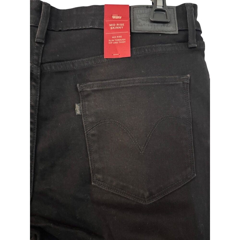 Levis Mid Rise Skinny Jeans Womens Size 16 Black Soft Feel Comfortable Fit - Picture 7 of 7